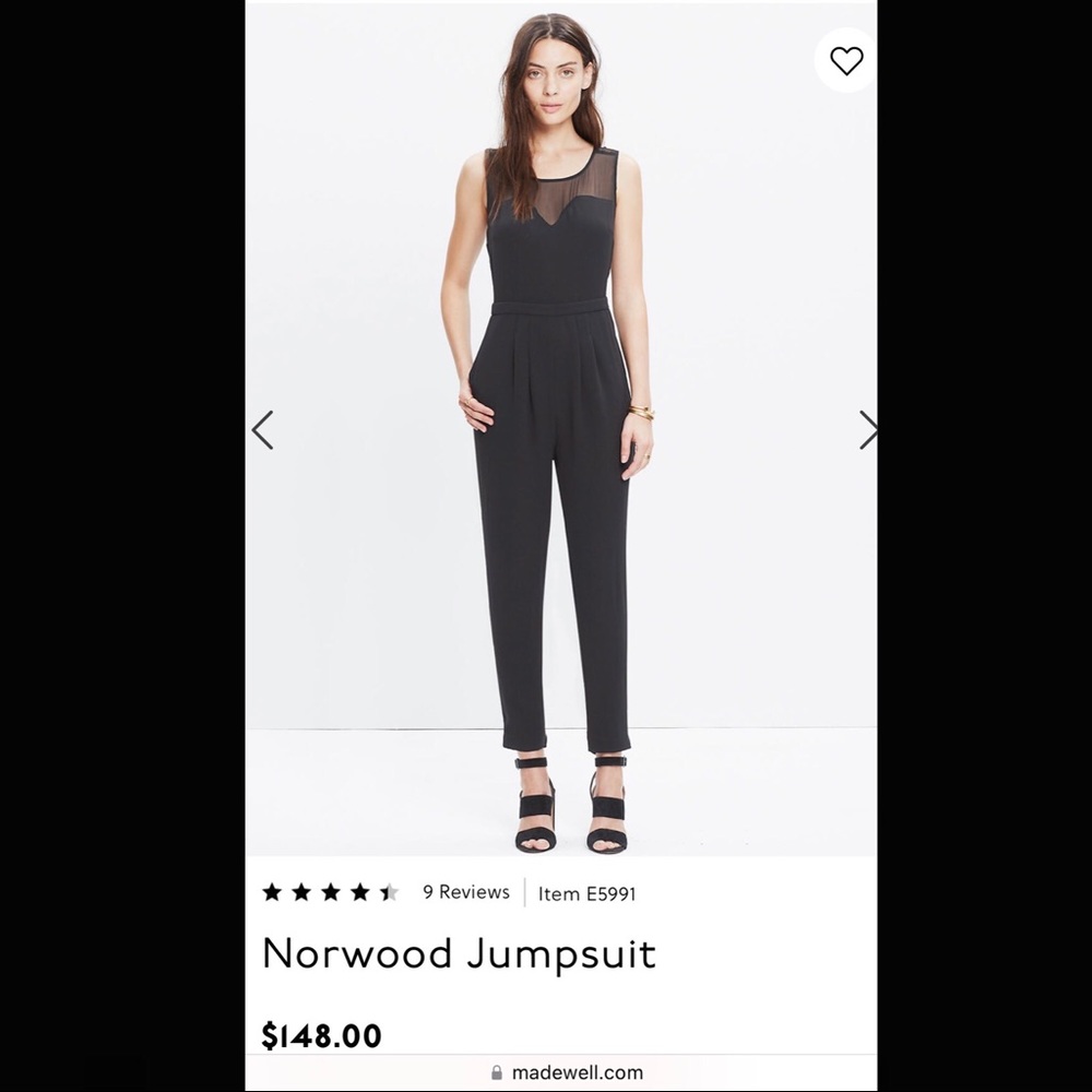 Madewell Sleeveless Jumpsuit w/ Sheer Panel - size 2